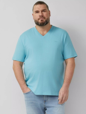 s.Oliver Big Sizes Tricou barbati big sizes cu anchior, din bumbac, Regular fit, Albastru deschis