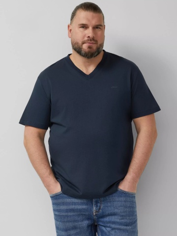s.Oliver Big Sizes Tricou barbati big sizes cu anchior, din bumbac, Regular fit, Bleumarin inchis
