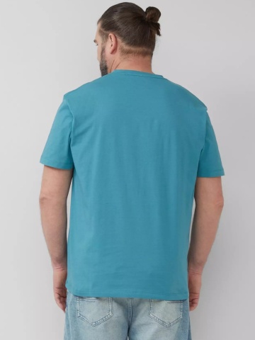s.Oliver Big Sizes Tricou barbati big sizes cu decolteu in V, Regular Fit, din bumbac, Turcoaz - Img 2