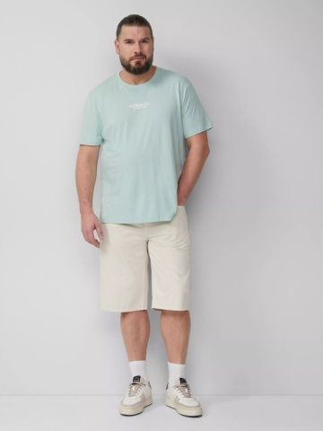 s.Oliver Big Sizes Tricou barbati big sizes cu decolteu la baza gatului, logo contrast, Verde menta - Img 5