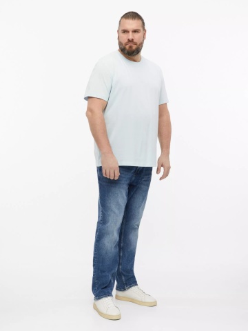 s.Oliver Big Sizes Tricou barbati big sizes cu decolteu la baza gatului, din bumbac, Albastru deschis - Img 5