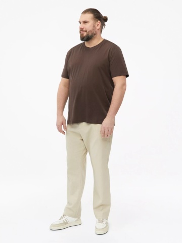 s.Oliver Big Sizes Tricou barbati big sizes cu decolteu la baza gatului, din bumbac, Maro inchis - Img 5