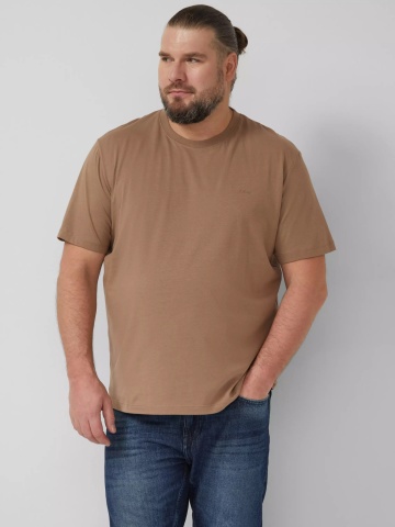 s.Oliver Big Sizes Tricou barbati big sizes cu decolteu la baza gatului, 100% bumbac, Maro