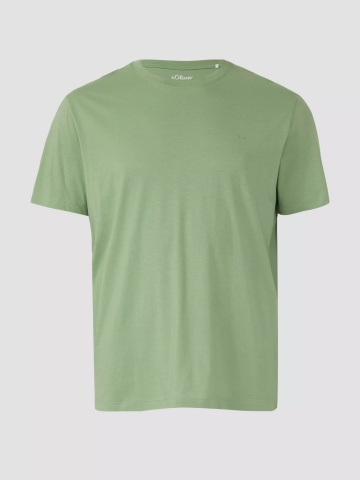 s.Oliver Big Sizes Tricou barbati big sizes, cu decolteu la baza gatului, din bumbac, Verde deschis