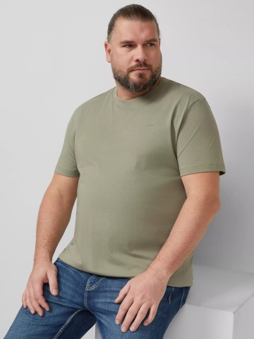 s.Oliver Big Sizes Tricou barbati big sizes, din bumbac, cu decolteu la baza gatului, Olive - Img 5