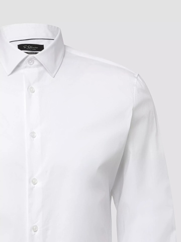 s.Oliver BLACK LABEL, Camasa barbati din amestec de bumbac, cu croiala Tailored fit, Alb - Img 7