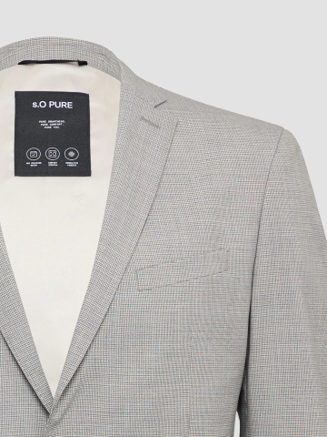 s.Oliver BLACK LABEL Sacou elegant barbati, croiala Slim fit, Gri deschis - Img 8