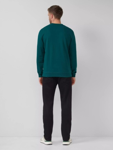 s.Oliver Bluza barbati cu decolteu la baza gatului, logo, Regular Fit, Verde - Img 5