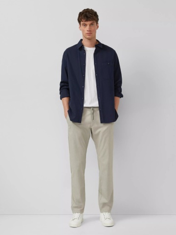 s.Oliver Pantaloni chino barbati, din bumbac, cu talie medie, Regular fit, Straight leg, Phoenix, Verde masliniu - Img 6