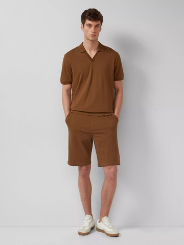 s.Oliver Pantaloni scurti barbati, din jerseu de bumbac, cu talie medie, Relaxed fit, Detroit, Maro - Img 4