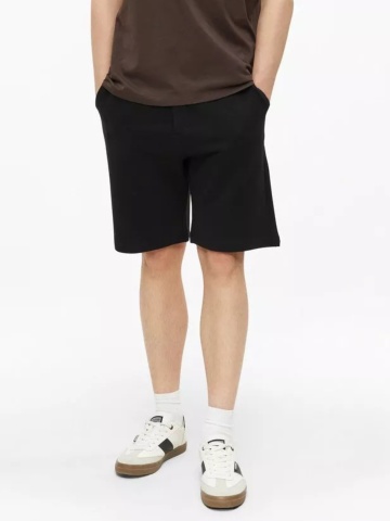 s.Oliver Pantaloni scurti sport, barbati, din bumbac, cu talie medie, Relaxed fit, Detroit, Negru