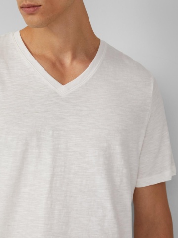 s.Oliver Tricou barbati cu decolteu in V, Regular fit, din bumbac, Alb - Img 3