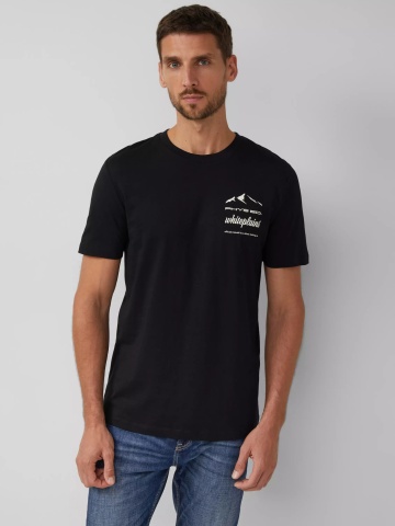 s.Oliver Tricou barbati cu imprimeu frontal, Regular fit, Negru