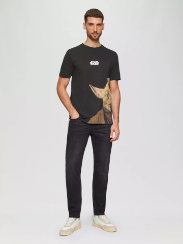 s.Oliver Tricou barbati cu imprimeu text Star Wars, la baza gatului, croiala Regular Fit, Negru - Img 5