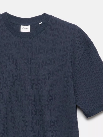 s.Oliver Tricou barbati, din amestec de bumbac, Relaxed fit, Bleumarin inchis - Img 8