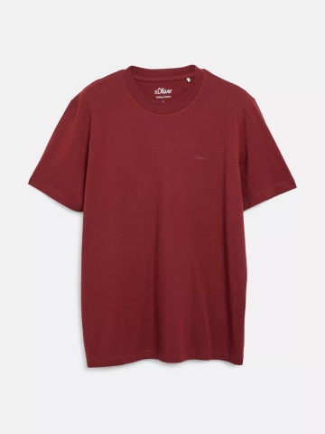 s.Oliver Tricou barbati din bumbac, cu decolteu la baza gatului, Regular fit, Bordeaux - Img 6