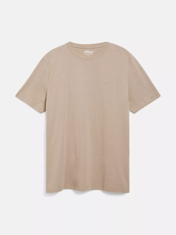 s.Oliver Tricou barbati din bumbac, cu decolteu la baza gatului, Regular fit, Maro deschis - Img 7