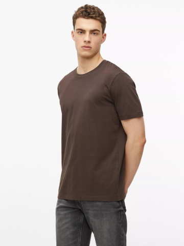 s.Oliver Tricou barbati, din bumbac, la baza gatului, Regular fit, Maro inchis - Img 3