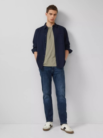 s.Oliver Tricou barbati din bumbac, la baza gatului, Regular fit, Olive - Img 3