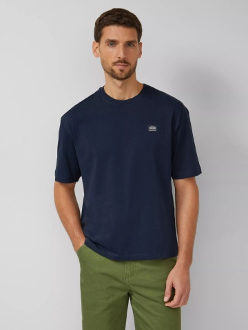 s.Oliver Tricou barbati, din jerseu gros de bumbac, Modern fit, Bleumarin inchis