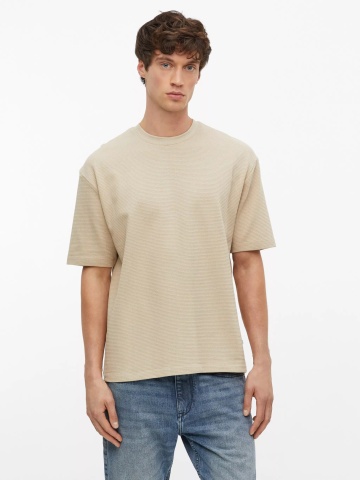 s.Oliver Tricou barbati la baza gatului din bumbac, Regular fit, Bej