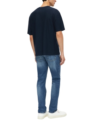 s.Oliver Tricou barbati, la baza gatului, din bumbac, Relaxed Fit, Bleumarin inchis - Img 4