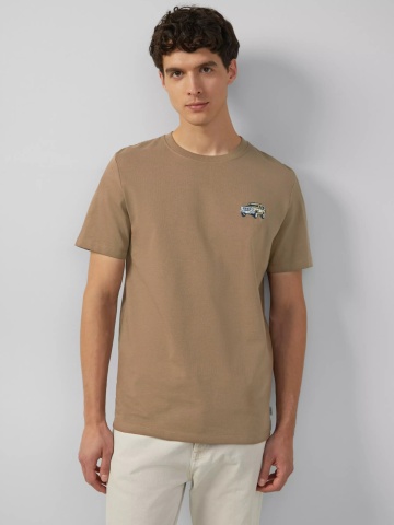 s.Oliver Tricou barbati la baza gatului, Regular fit, cu imprimeu Ford®, Maro