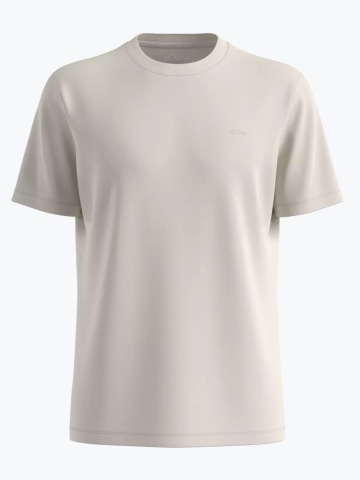 s.Oliver Tricou cu decolteu la baza gatului, barbati, din bumbac, Regular fit, Bej deschis