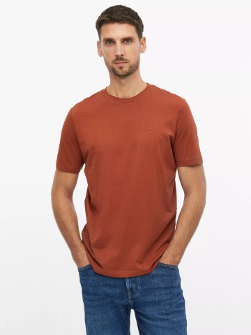 s.Oliver Tricou cu decolteu la baza gatului, barbati, din bumbac, Regular fit, Maro