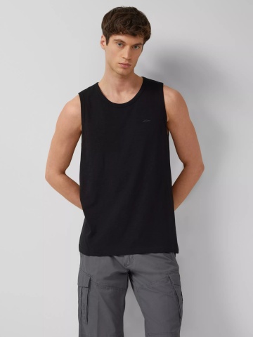 s.Oliver Tricou fara maneca barbati, din jerseu de bumbac, Regular fit, Negru
