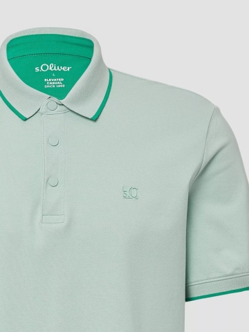 s.Oliver Tricou polo barbati cu detalii contrastante, Verde menta - Img 9