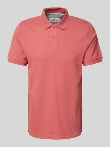 s.Oliver Tricou polo barbati, din 100% bumbac, cu logo, Roz - Img 5