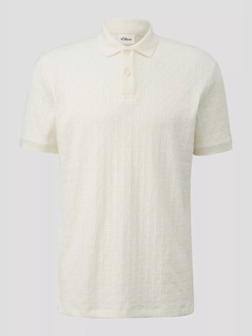 s.Oliver Tricou polo barbati din amestec de bumbac, Regular fit, Crem - Img 6
