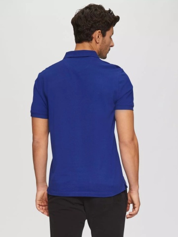s.Oliver Tricou polo barbati, din bumbac cu croiala Regular Fit, logo, Albastru inchis - Img 2
