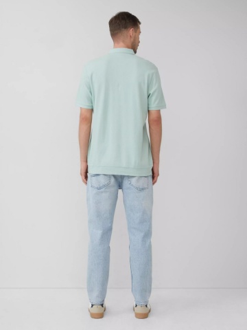 s.Oliver Tricou polo barbati, din piqué waffle, Regular fit, Turcoaz - Img 6