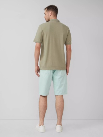 s.Oliver Tricou polo barbati, din piqué waffle, Regular fit, Verde masliniu - Img 6