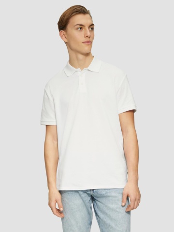 Tricou polo din bumbac, barbati, croiala Regular Fit, Alb