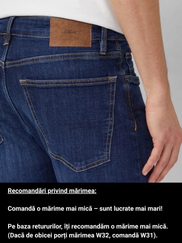 Blugi barbati Mauro cu talie medie, croiala Regular Fit, Tapered Leg, Albastru inchis - Img 3