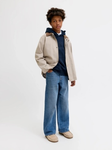 Jack & Jones Blugi baieti, DAVE, cu talie inalta si croiala Baggy Fit, Albastru inchis - Img 5