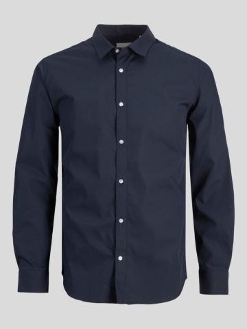 Jack & Jones Camasa barbati, din amestec de bumbac, Slim Fit, Bleumarin inchis - Img 8