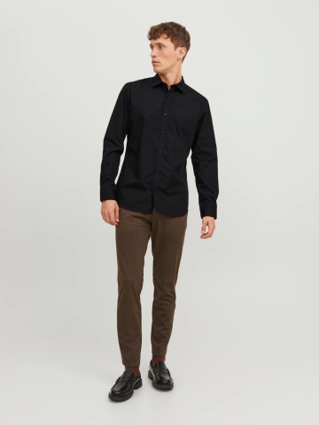 Jack & Jones Camasa barbati, din amestec de bumbac, Slim Fit, Negru - Img 6