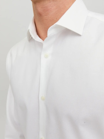 Jack & Jones Camasa barbati non-iron, din bumbac organic, Slim Fit, JPRBLAPARKER, Alb - Img 4