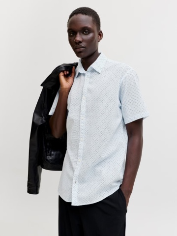 Jack & Jones Camasa de vara barbati, din amestec de in, Regular fit, Albastru deschis - Img 3