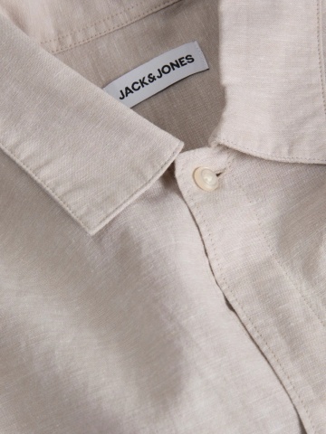 Jack & Jones Camasa oversize cu maneca scurta barbati, din amestec de in, Bej - Img 3