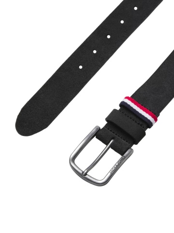 Jack & Jones Curea barbati, din piele intoarsa de vaca, catarama cu stift, Negru - Img 3