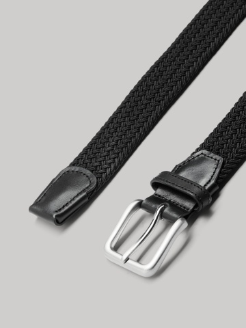 Jack & Jones Curea impletita, barbati, catarama cu stift, Negru - Img 6