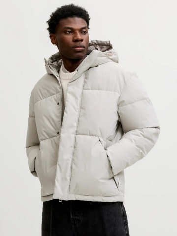 Jack & Jones Geaca barbati, PUFFER, cu gluga, JJESOHO, Bej deschis