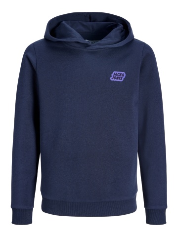 Jack & Jones Hanorac baieti cu gluga fara fermoar, Regular Fit, JJAMI, Bleumarin inchis