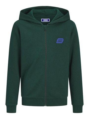 Jack & Jones Hanorac baieti cu gluga si fermoar, Regular Fit, JJAMI, Verde inchis