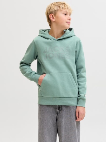 Jack & Jones Hanorac baieti, Regular Fit cu buzunar tip marsupiu si imprimeu cu logo, Verde deschis